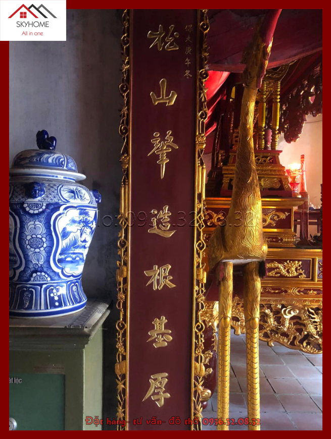 Hoành phi câu đối thờ chữ sơn triệu tạo căn cơ hậu- Phái phổ miên diên phúc trạch trường